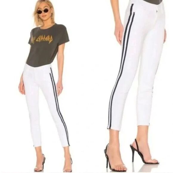 Mother The Looker White Cropped Ankle Glass Slipper Racer Jeans Women’s sz 30 - Picture 2 of 7
